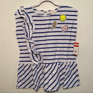 New! Cat & Jack Striped Ruffled Peplum Style Top